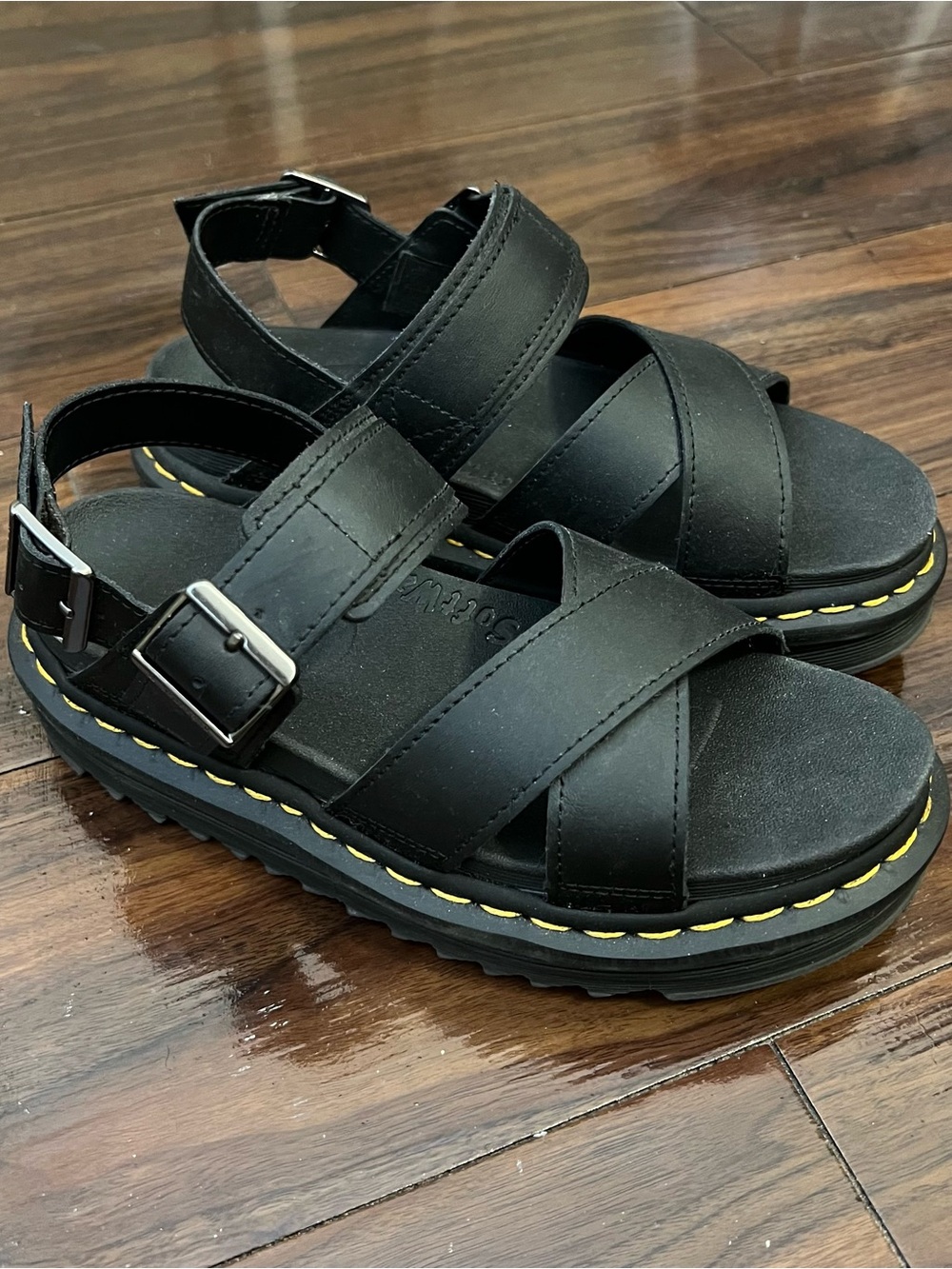 Doc Martens Black Platform Crisscross Sandals